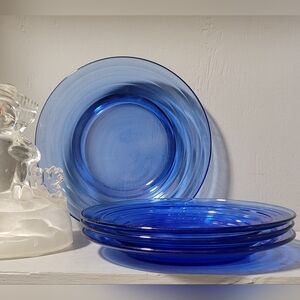 Vintage Cobalt Blue Glass Plates
